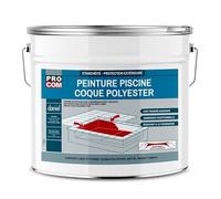 PRO COM Peinture piscine coque polyester, béton, peinture piscine polyuréthane étanche et souple, haut de gamme 12.5 Kg