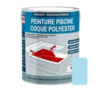 PRO COM Peinture piscine coque polyester, béton, peinture piscine polyuréthane étanche et souple, haut de gamme 3 Kg