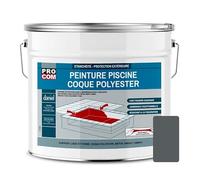 PRO COM Peinture piscine coque polyester et béton, peinture piscine polyuréthane étanche et souple 12.5 Kg