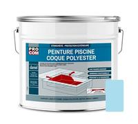PRO COM Peinture piscine coque polyester et béton, peinture piscine polyuréthane étanche et souple 12.5 Kg