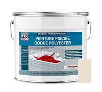 PRO COM Peinture piscine coque polyester et béton, peinture piscine polyuréthane étanche et souple 12.5 Kg