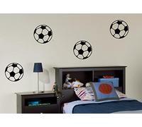 Pro Cut Graphics - Lot de 4 stickers muraux en forme de ballon de football pour chambre de garçon, hall ou salon