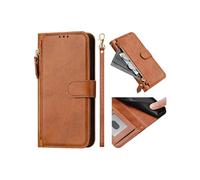 Pro De Focus ZTE Nubia Etui Pour Flip Titulaire De La Carte Cuir PU Magnétique Fermeture Eclair - Marron