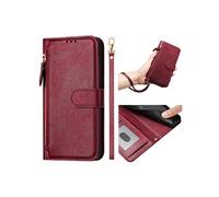 Pro De Focus ZTE Nubia Etui Pour Flip Titulaire De La Carte Cuir PU Magnétique Fermeture Eclair - Rouge