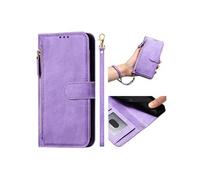 Pro De Focus ZTE Nubia Etui Pour Flip Titulaire De La Carte Cuir PU Magnétique Fermeture Eclair - Violet