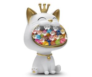 PRO DISTRI Chat Gourmand Lindor | Vide Poche Blanc Garni d'un Assortiment de 20 chocolats Lindt aux Saveurs Originales et Exclusives | Coffret Original Prêt à Offrir
