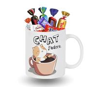 PRO DISTRI Mug Chat KAWAII 32 arni de 20 chocolats Célébrations, Kinder Shokobons et Mini-Bueno, Milka et Daim | Idée Cadeau Gourmand Pâques Anniversaire Fête des Mères