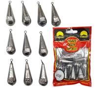 PRO Filstar Kit de pêche au Plomb de Base 10 x 40 g de pêche au Plomb avec émerillon, Ensemble de Plomb de pêche de Base, Plomb de Poire, Poids de pêche au Plomb, Poids de pêche, kit de p