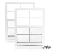 PRO FLEX Lot de 2 fenêtres d'abri de jardin de 45,7 x 58,4 cm - Montage encastré en aluminium blanc ultra épais avec verre trempé et écran - Fenêtres d'abri de jardin avec glissière verticale et vis