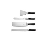 SABATIER TROMPETTE - Set de 4 spatules pour la cuisson - Pro Flex - Acier X30Cr13 finition satinée manche polypropylène et mitre en acier et système HACCP - Noir