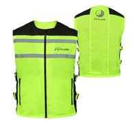 PRO FUTURE Nouveau Hommes Gilet Haute Visibilité Réfléchissant Fluo Sécurité Moto Auto Vélo Fluo, jaune fluo, L