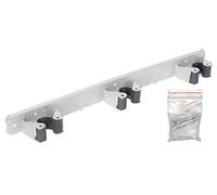 Pro garden 12242 Porte-Outils de Jardin 3 Pinces 2 Crochets-Rangement Mural avec 3 Supports pour Manche 22-35mm et 2 Accroches Polyvalentes-Matériau Aluminium Robuste et Durable-Fixation Facile