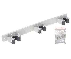 Pro garden 12242 Porte-Outils de Jardin 3 Pinces 2 Crochets-Rangement Mural avec 3 Supports pour Manche 22-35mm et 2 Accroches Polyvalentes-Matériau Aluminium Robuste et Durable-Fixation Facile