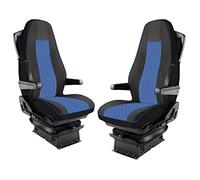 PRO GROUP DE Lot de 4 housses de siège pour camion Volvo FH4 FH5 en cuir écologique 1+1 (bleu avec noir) (siège conducteur + passager)