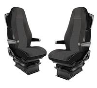 PRO GROUP DE Lot de 4 housses de siège pour camion Volvo FH4 FH5 en cuir écologique 1+1 Gris avec noir (siège conducteur + passager)