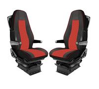 PRO GROUP DE Lot de 4 housses de siège pour camion Volvo FH4 FH5 en cuir écologique 1+1 Rouge avec noir (siège conducteur + passager)