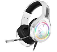 PRO H8 Casque Gaming Blanc Filaire RGB avec Micro Compatible PS5 PS4 Xbox Switch & PC Son Audio Stéréo 2.0 Sortie USB et Jack