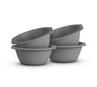 Pro Home Lot de 4 bols en plastique - Sans BPA - Passe au lave-vaisselle - Diamètre : 15,5 cm - Gris - En polypropylène incassable - Pour enfant - Salade de pâtes