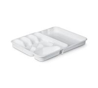 Pro Home Range-couverts pour tiroirs extensible et compact (33,5 x 26 à 46 x 4,5 cm), blanc, organisateur de couverts, porte-couverts pour cuisine