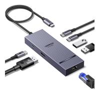 Pro Hub USB C DisplayPort 4K 60Hz Adaptateur Ethernet Gigabit Multi USB Ports 10Gbps PD 100W 7 en 1 Docking Station DP Compatible