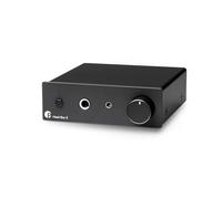 Pro-Ject Head Box E Amplificateur de Casque Hi-FI Discret, Noir | Ampli audio micro haut de gamme, boîtier métal et façade aluminium, 665 mW sous 32 Ohms, son chaud et musical