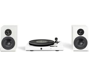 Pro-Ject Jukebox E1 + Speaker Box 5 E - Ensemble stéréo tout-en-un avec Bluetooth - Tourne-disque avec pédalier phono et haut-parleurs - Blanc