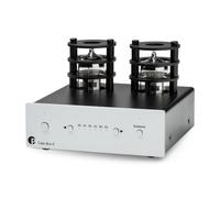 Pro-Ject Tube Box E, préampli phono à tubes MM/MC, argent | 2 x ECC83 interchangeables, entièrement discret sans ampli op à circuit intégré, filtre subsonique, boîtier tout métal