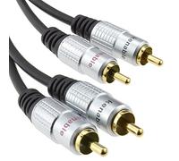 Pro l'audio Métal 2 x RCA Cinch Fiches vers Double Fiches câble Cordon Plaqués Or 1 m [1 mètre/1m]