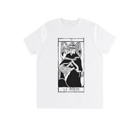 PRO' line Dshirt14 T-shirt pour femme Tarot De Marseille La Papesse - Tarot La Papessa en Coton Bio - Earthpositive & Vegan Approved - Handmade, blanc, X-Small