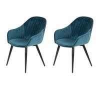 PRO LIVING Chaise 2 chaises Bari velours Bleu