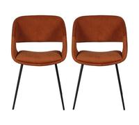 PRO LIVING Chaise Lot de 2 C. Ada cognac velours cotelé