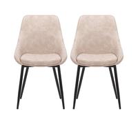 PRO LIVING Chaise Lot de 2 C. Bari beige effet daim