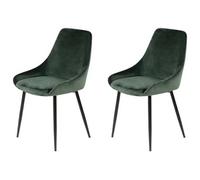 PRO LIVING Chaise Lot de 2 C. Bari vert sapin velours Vert Sapin G