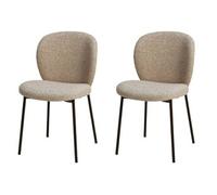 PRO LIVING Chaise Lot de 2 chaise Alba effet laine bouclette sable