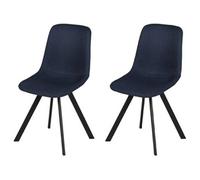 PRO LIVING Chaise Lot de 2 chaises Carl tissu bleu marine