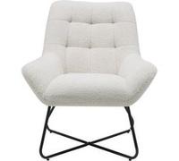 Fauteuil tissu effet laine bouclette blanc Blanc