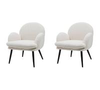 PRO LIVING Fauteuil tissu Lot de 2 Fauteuils Oreo Bouclette blanc