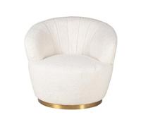 PRO LIVING Fauteuil Fauteuil Tissu Venus Bouclette pivotant Blanc