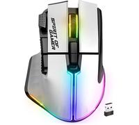 Pro M5, Souris Gamer sans Fil RGB pour PC, 8 Boutons Programmables Dont 1 Rapid Fire, Connexion Bluetooth & 2,4 GHz, Autonomie Longue Durée 90h, Gaming Mouse RGB Ergonomique, Blanc