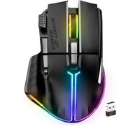 Pro M5, Souris Gamer sans Fil RGB pour PC, 8 Boutons Programmables Dont 1 Rapid Fire, Connexion Bluetooth & 2,4 GHz, Autonomie Longue Durée 90h, Gaming Mouse RGB Ergonomique, Blanc