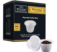Pro Mael Filtres jetables K Cup - 360 pièces, papier filtre à café pour brasseurs Keurig à portion unique 1.0 et 2.0, utilisation avec des dosettes K Cup réutilisables, blanc