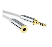 Pro Métal Blanc 3,5 mm Stéréo Jack Casque d'extension Rallonge câble 0,5 m 50 cm [0.5 mètre/0,5m]