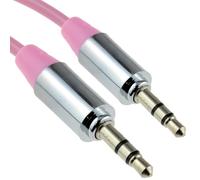 Pro Métal Rose 3,5 mm Jack Mâle vers Mâle Stéréo l'audio câble Cordon 1 m [1 mètre/1m]