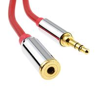 Pro Métal Rouge 3,5 mm Stéréo Jack Casque d'extension Rallonge câble 0,5 m 50 cm [0.5 mètre/0,5m]