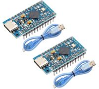 Pro Micro Con 32u4 Chip Module 2 Piece Pro Micro with Cable Pro Mini 5V/16MHz Microcontroller Development Board Update USB Typ-C Interfaz Solder Version Compatible with Arduino