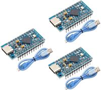 Pro Micro Con 32u4 Chip Module 3 Piece Pro Micro with Cable Pro Mini 5V/16MHz Microcontroller Development Board Update USB Typ-C Interfaz Solder Version Compatible with Arduino