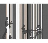 Pro Nappe - Réf 314305I - Set de table jetable en papier gaufré, imprimé avec des rayures verticales grises et dessin de maitre d'hôtel - Format 30X40cm - Fabriqué en France - En barquette de 500 sets