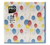 Pro Nappe - Réf 62340i - 16 Serviettes Ouate 33x33 cm - 2 plis - Ballons