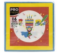 Pro Nappe - Réf 62360i - 16 Serviettes Ouate 33x33 cm - 2 plis - Super-héros