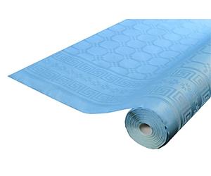 Pro Nappe - Réf R482539I - Nappe jetable papier damassé en rouleau de 25 M de long X 1,18 M de large - Papier damassé au motif universel chic et classique - 83 couverts - Couleur bleu turquoise